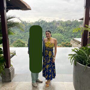 Proenza Schouler Dégradé floral halter dress | Cobalt Blue & Yellow